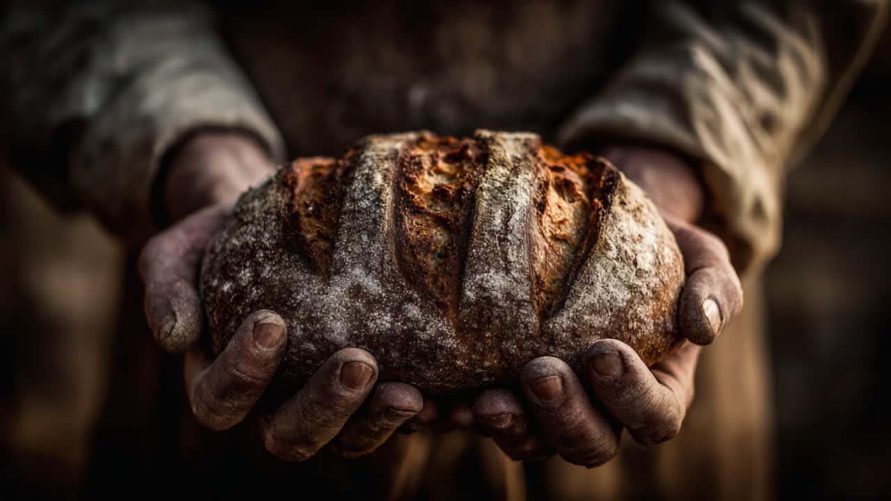 A Close-Up View of Artisan Bread Finished in Rustic Style, Highlighting the Texture, Crust, and the Care Put into Crafting the Perfect Loaf to Nourish the Soul