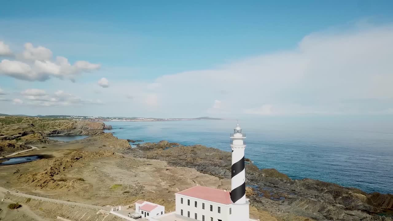Aerial View Of Favaritx Lighthouse In Menorca Island, Spain. - orbit