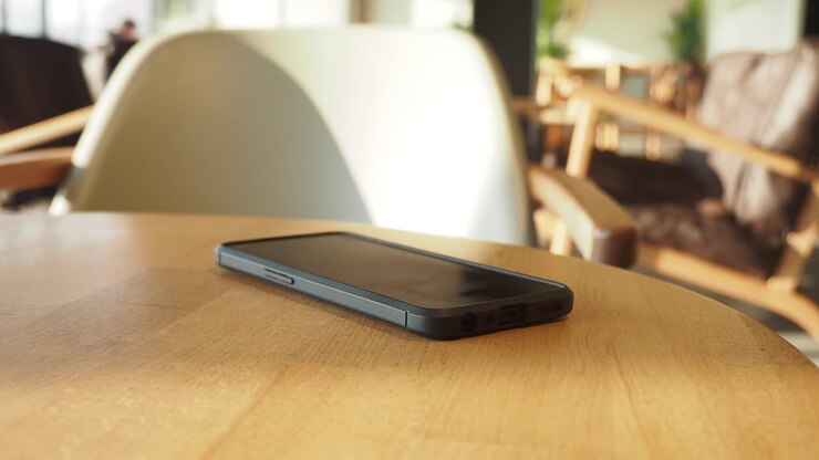 Phone on a cafe table