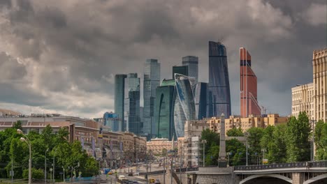 summer day storm sky moscow modern city panorama 4k time lapse russia