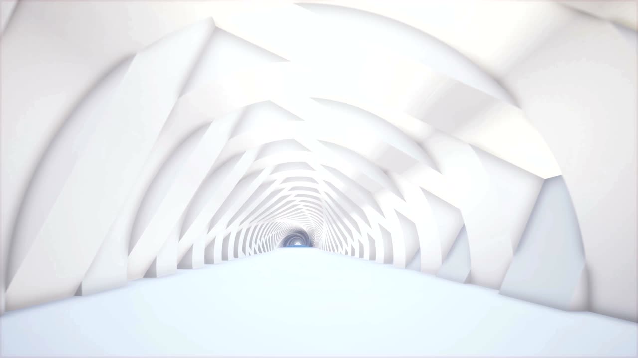 アブストラクト・ホワイト・トンネル - コンセプト・デザイン - ホワイト・アーキテクチャ - 円形の背景 - スペース・トンネル - フューチャリスティックな3dポータル - アブトラクト・アーキテクチャーのデザイン - フューチャー・モダン・アブストラクトの背景 - 4k