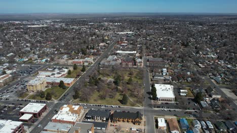 aerial view of city park in downtown twin falls idaho usa on sunny autumn day