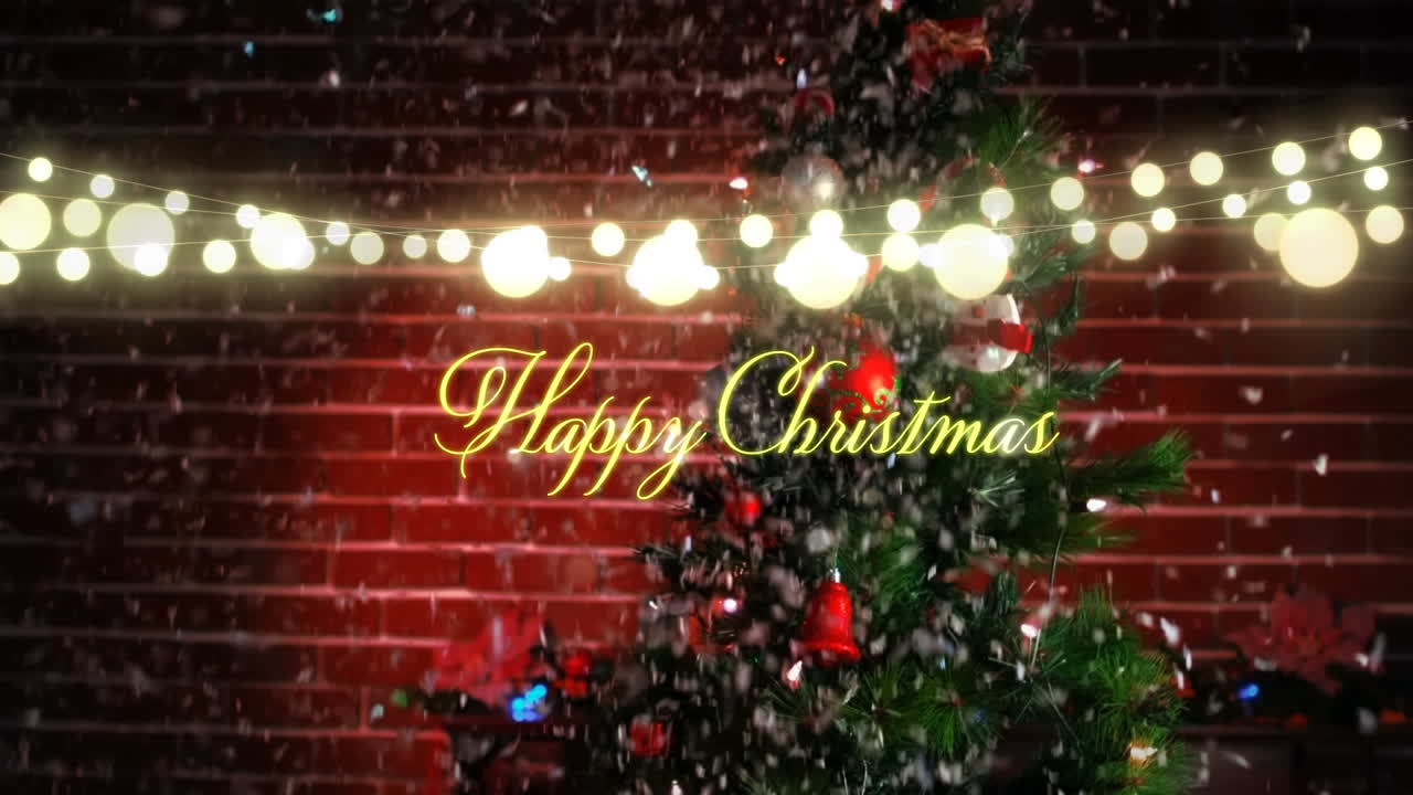 미녀 빛의 반 ⁇ 이는 줄과 함께 행복한 크리스마스