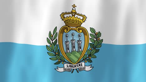 san marino flag country animation 3d symbol design waving in wind movement national patriotism world culture emblem banner republic micro-state europe italy white blue stripes crest emblem