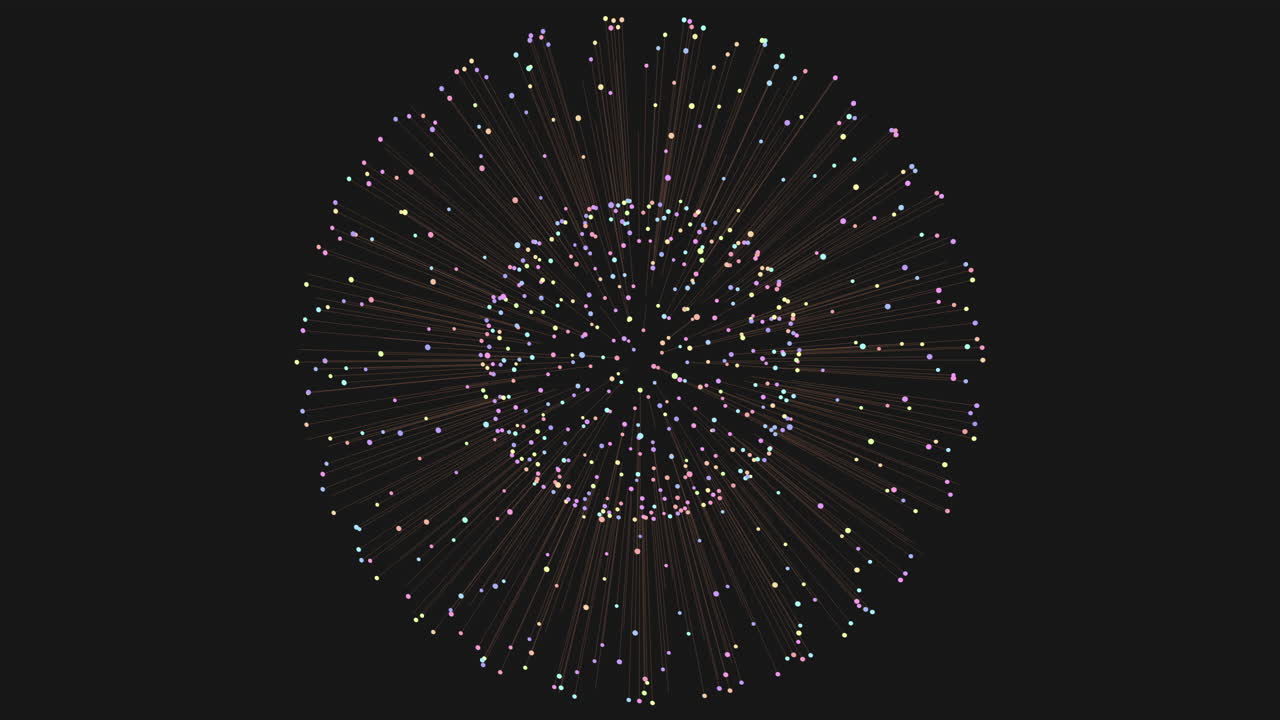 Illusion abstract sphere with neon rainbow glitters in dark hole