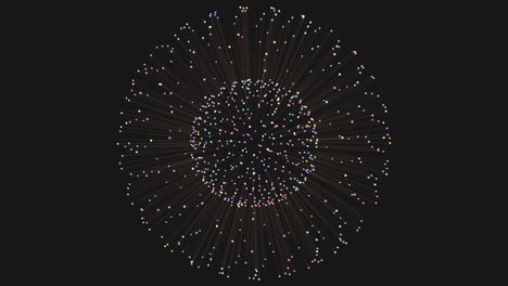 Illusion abstract sphere with neon rainbow glitters in dark hole