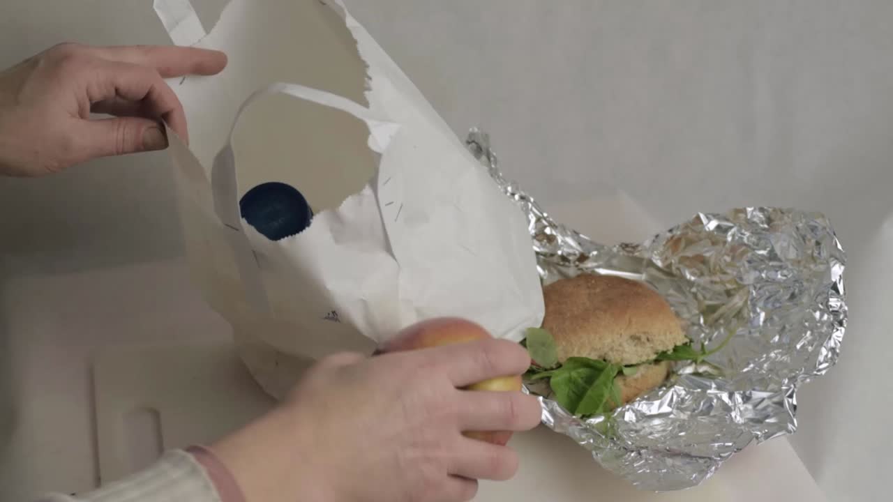 Unpacking healthy packed lunch medium shot