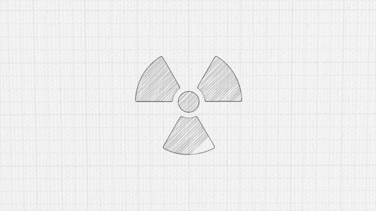 Radioactive symbol icon with color drawing effect. Doodle animation. 4K