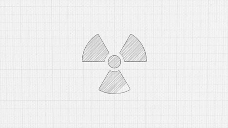 icono de símbolo radiactivo con efecto de dibujo en color. animación de dibujos dibujados. 4k