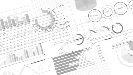 3d illustration video of many moving graphs