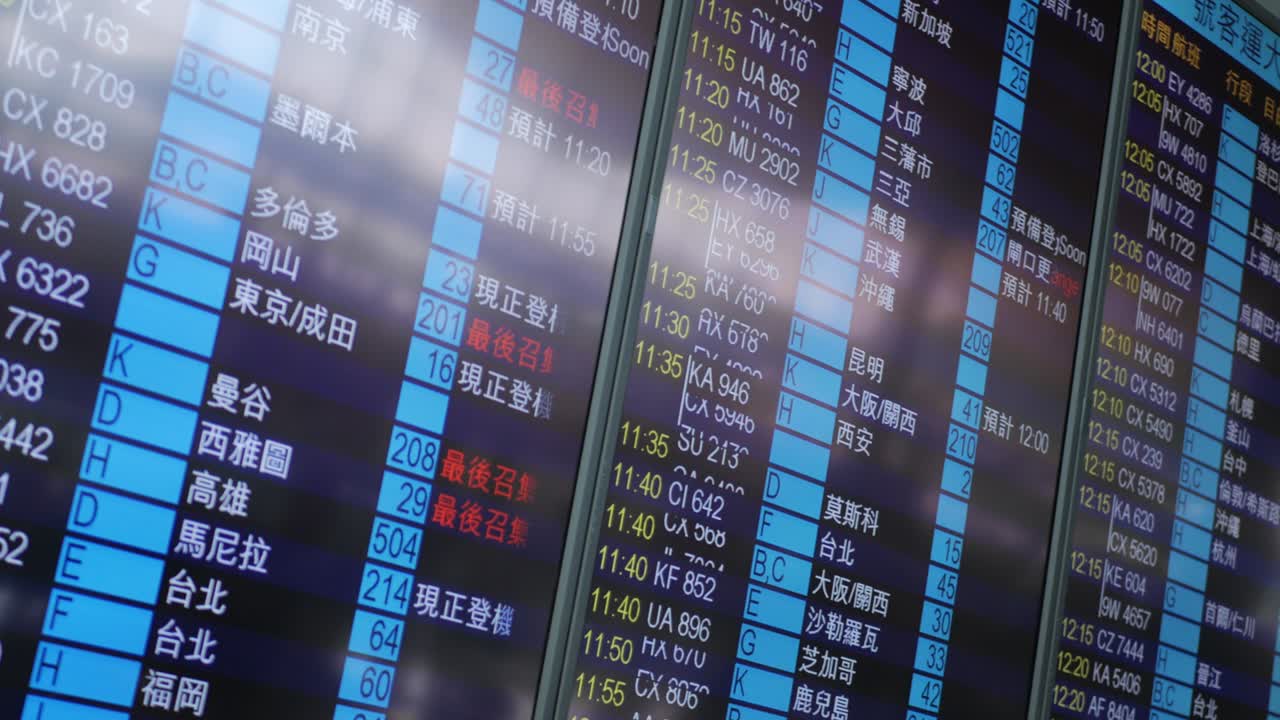 国際空港出発案内板