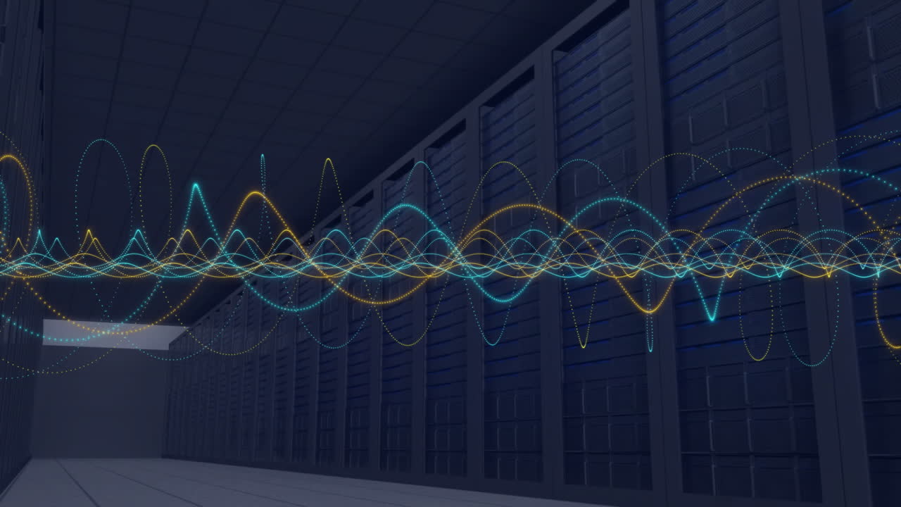 animación del procesamiento de datos digitales a través de servidores informáticos