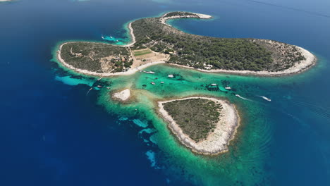 birds eye view over the small group of islands off the coast of vis, croatia