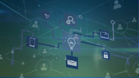 animación de iconos de medios sobre el procesamiento de datos