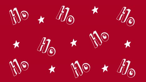 Multiple-Ho-text-and-stars-moving-against-red-background