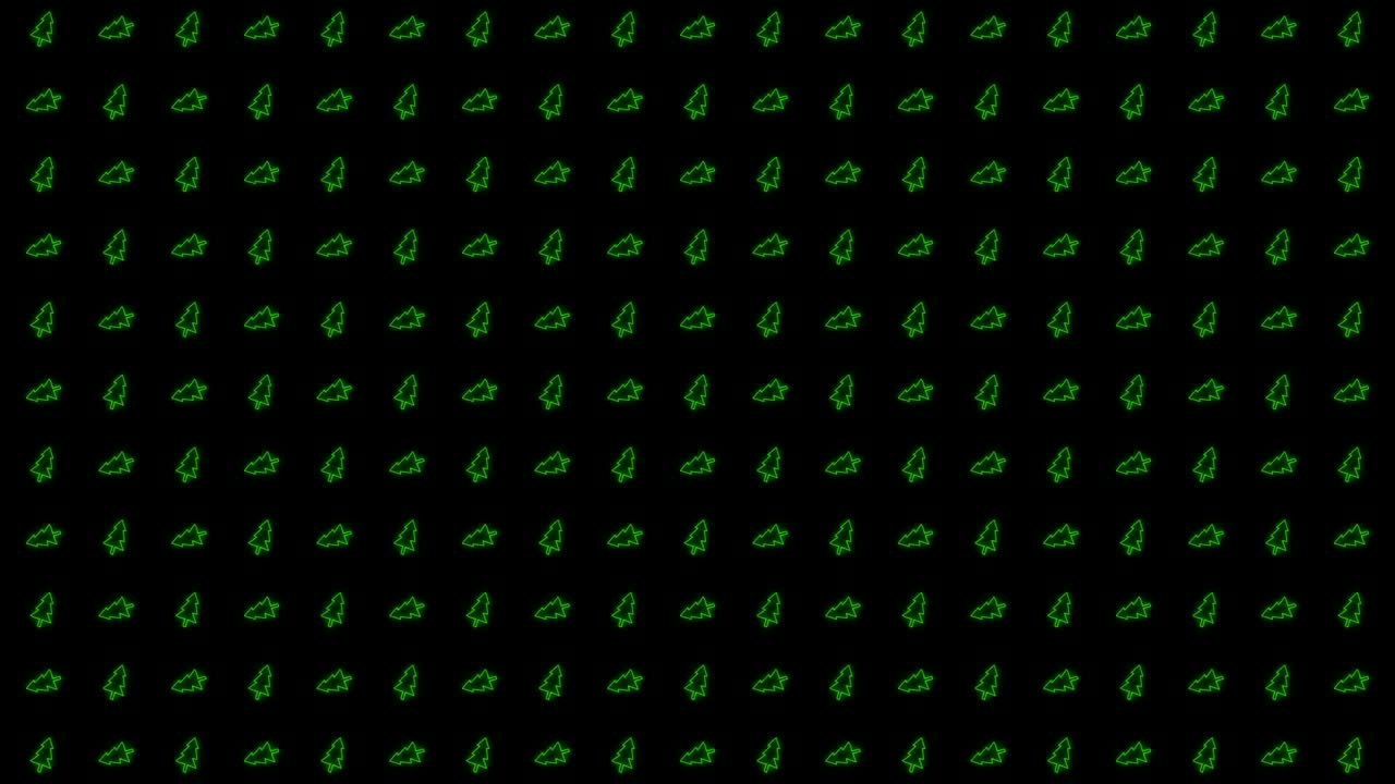 빛나는 녹색과 검은색의 크리스마스 트리 타일 배경 애니메이션 패턴