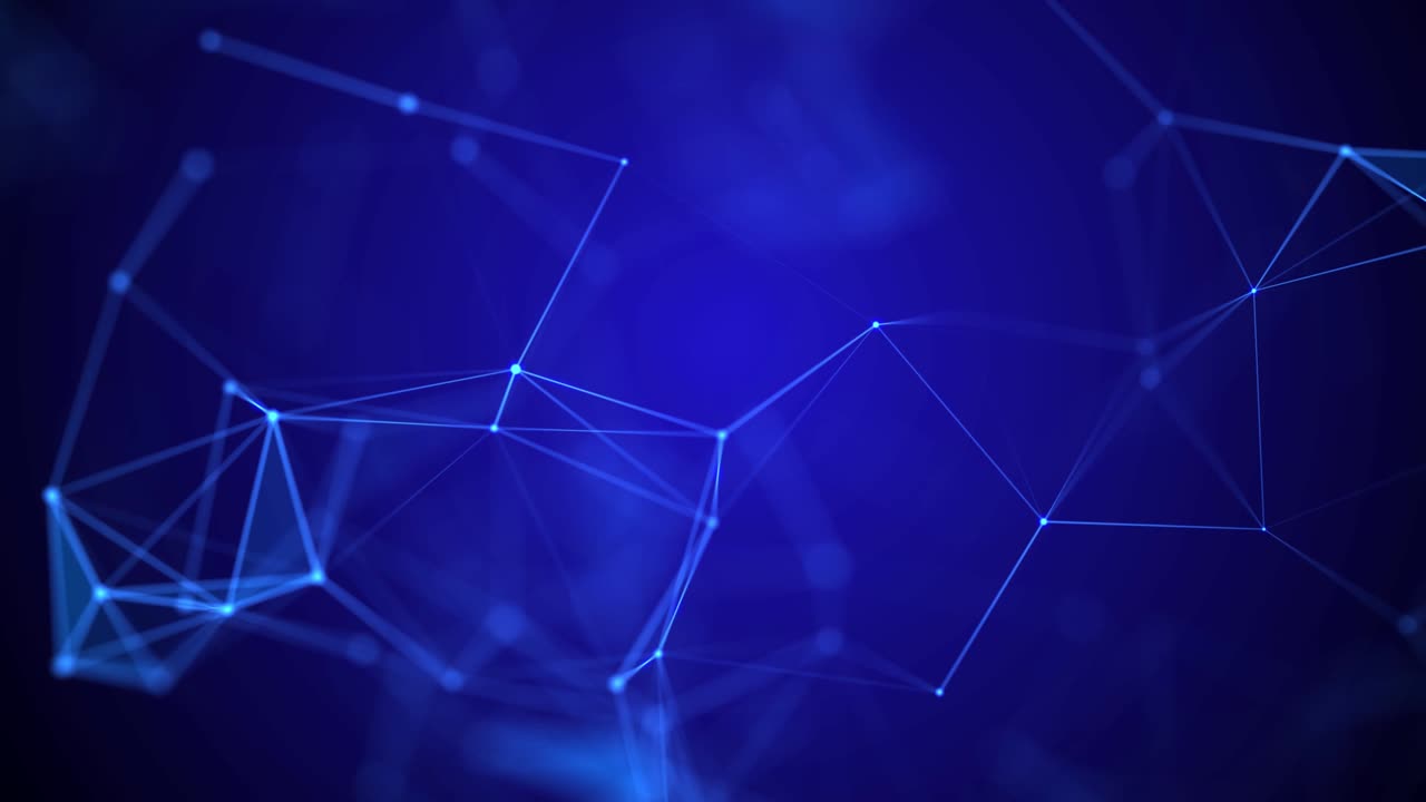 Abstract digital connection moving dots and lines. Technology background. Network connection structure. Plexus effect. 3d Seamless loop. 4K