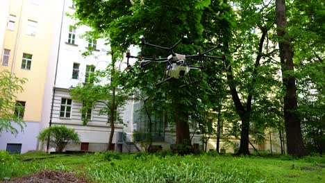 gardening drone getting ready for take-off - slow-motion steady shot