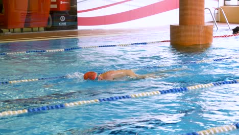 indoor swimming pool with swimmers