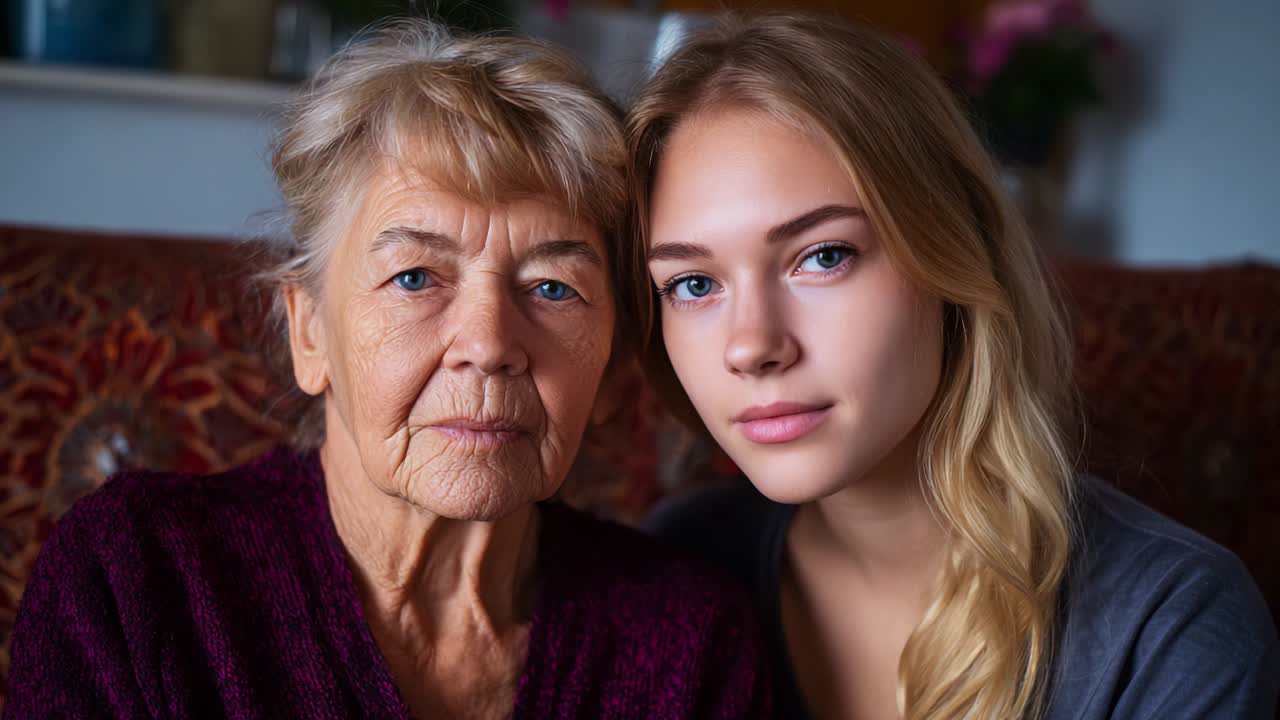 A Heartfelt Moment Captured: The Profound Connection Between Generations as a Young Woman and Her Elderly Grandmother Share an Intimate Embrace, Showcasing Love, Wisdom, and Timeless Bonds