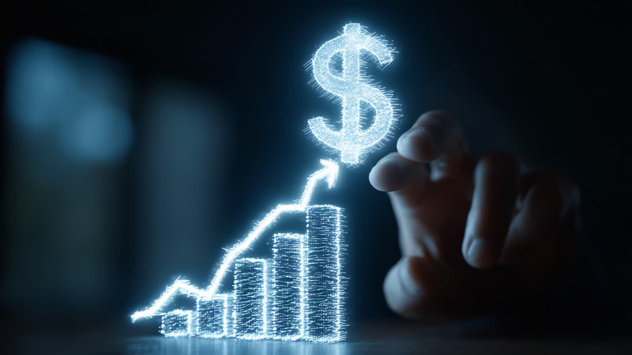 Visual Representation of Financial Growth and Investment Strategies Showcasing Dollar Sign Rising with Chart Trends in Digital Format