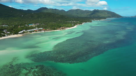 aerial orbit establishing of beautiful thailand lagoon in koh phangan island