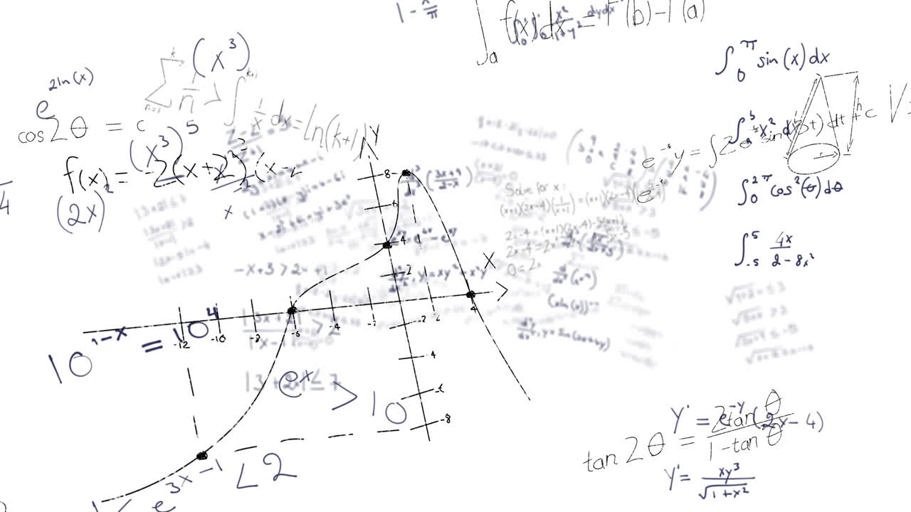 animación del procesamiento de datos matemáticos sobre un fondo blanco