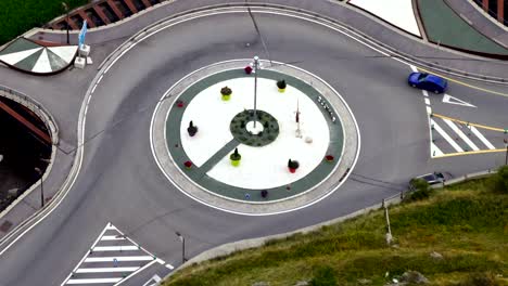 roundabout of highway, top view.time lapse