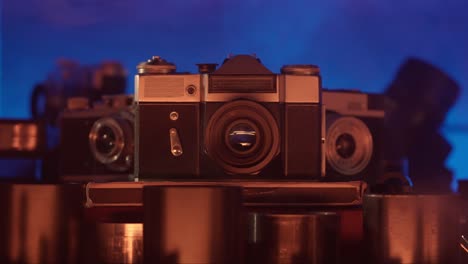 vintage cameras in a dark mood