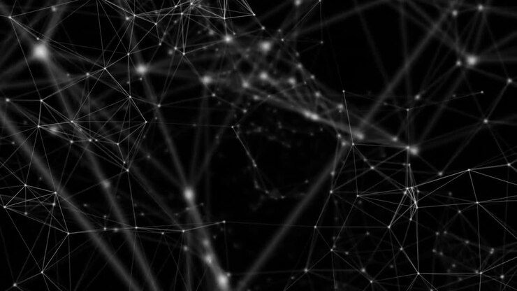 Animazione di una rete di connessioni su sfondo nero