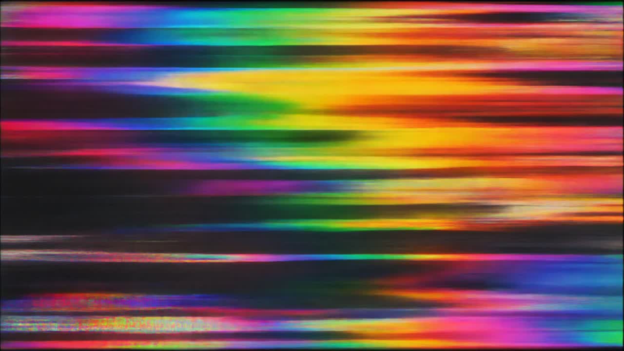 Rumore glitch digitale astratto con linee orizzontali colorate.