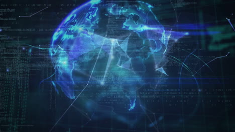 animación de la red de conexiones con procesamiento de datos en todo el mundo
