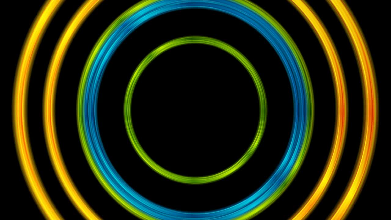 anillos brillantes coloridos círculos movimiento geométrico abstracto fondo