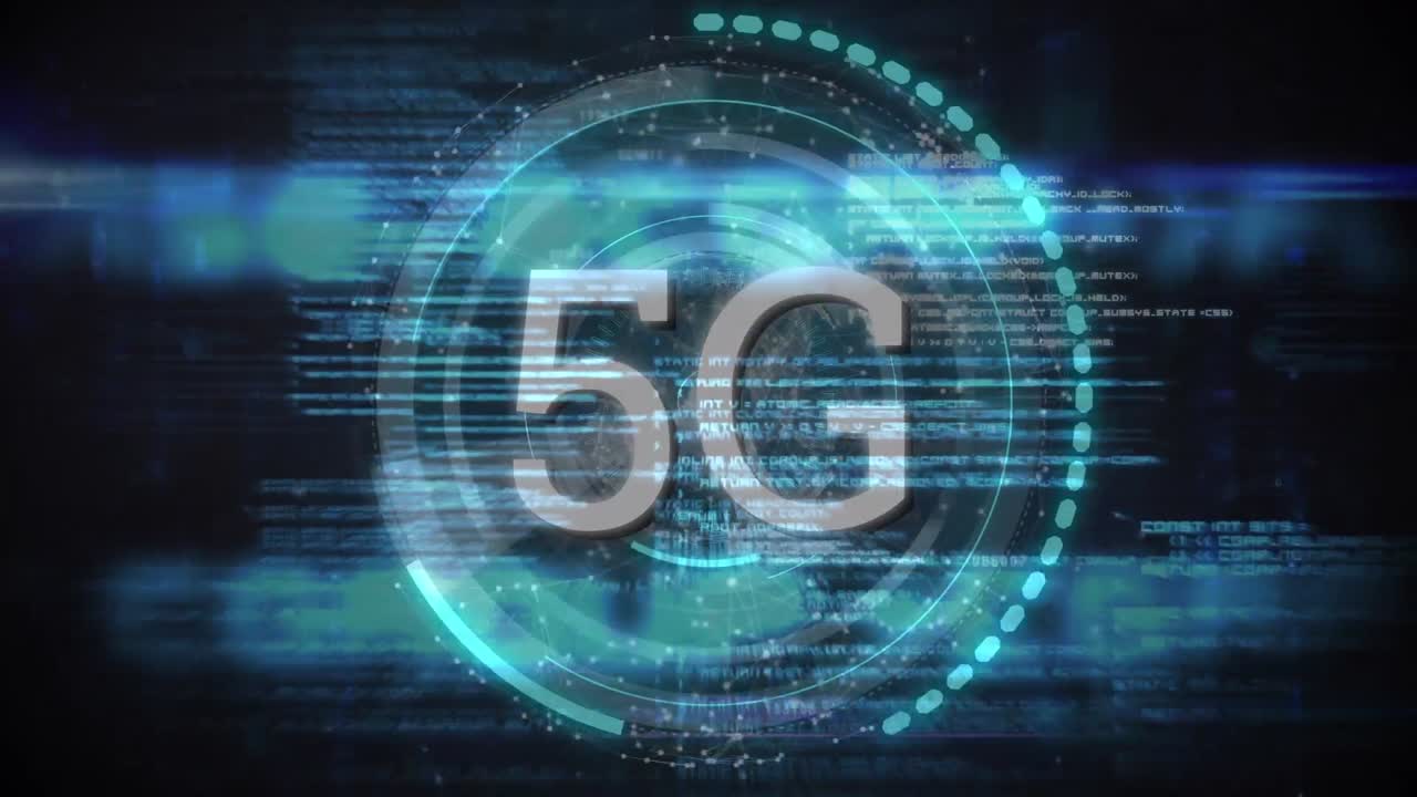 testo 5g sul globo della rete di connessioni e elaborazione dei dati su sfondo blu