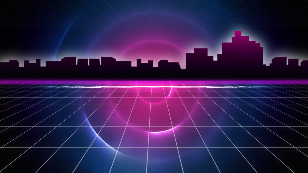 Outline of modern cityscape and grid