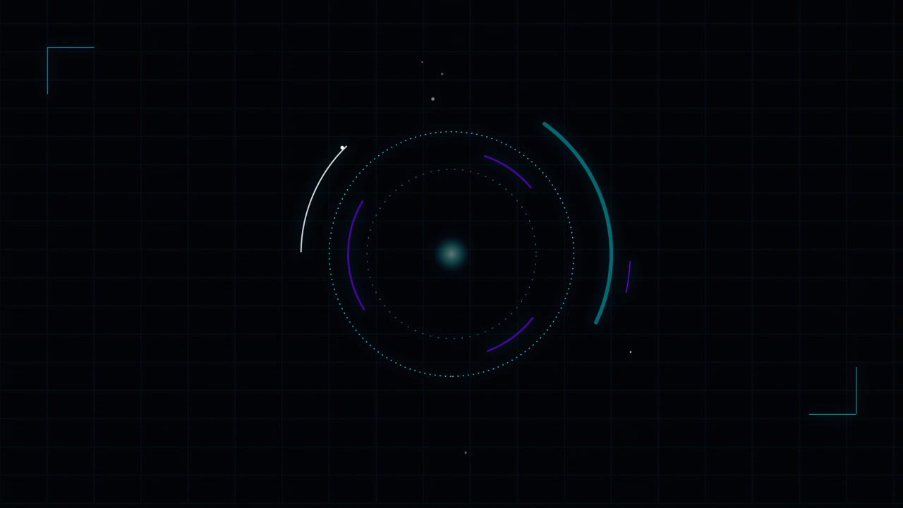 Abstract Digital HUD Interface with Rotating Circular Elements