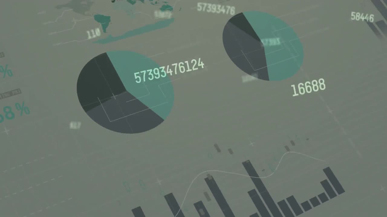 animación del procesamiento de datos financieros sobre un fondo gris