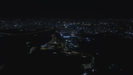 jerusalem city at night main entrance, aerial view