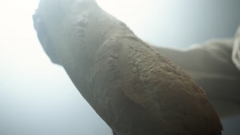 hand holding a baguette