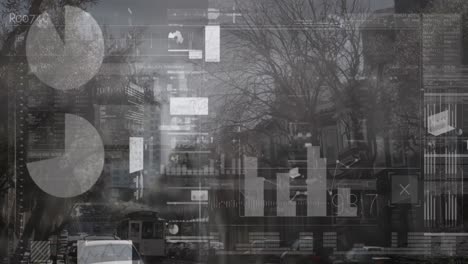 animación de la interfaz con el procesamiento de datos contra el tráfico urbano