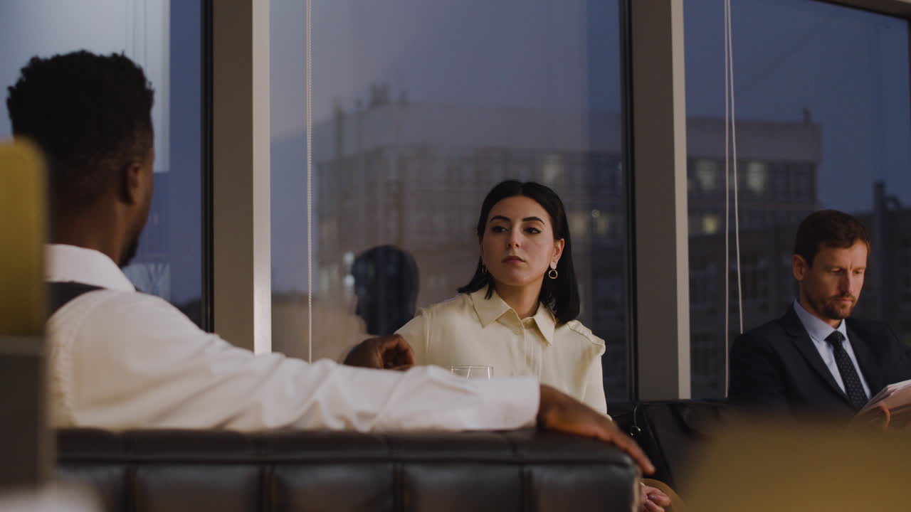 Workers in the office at night