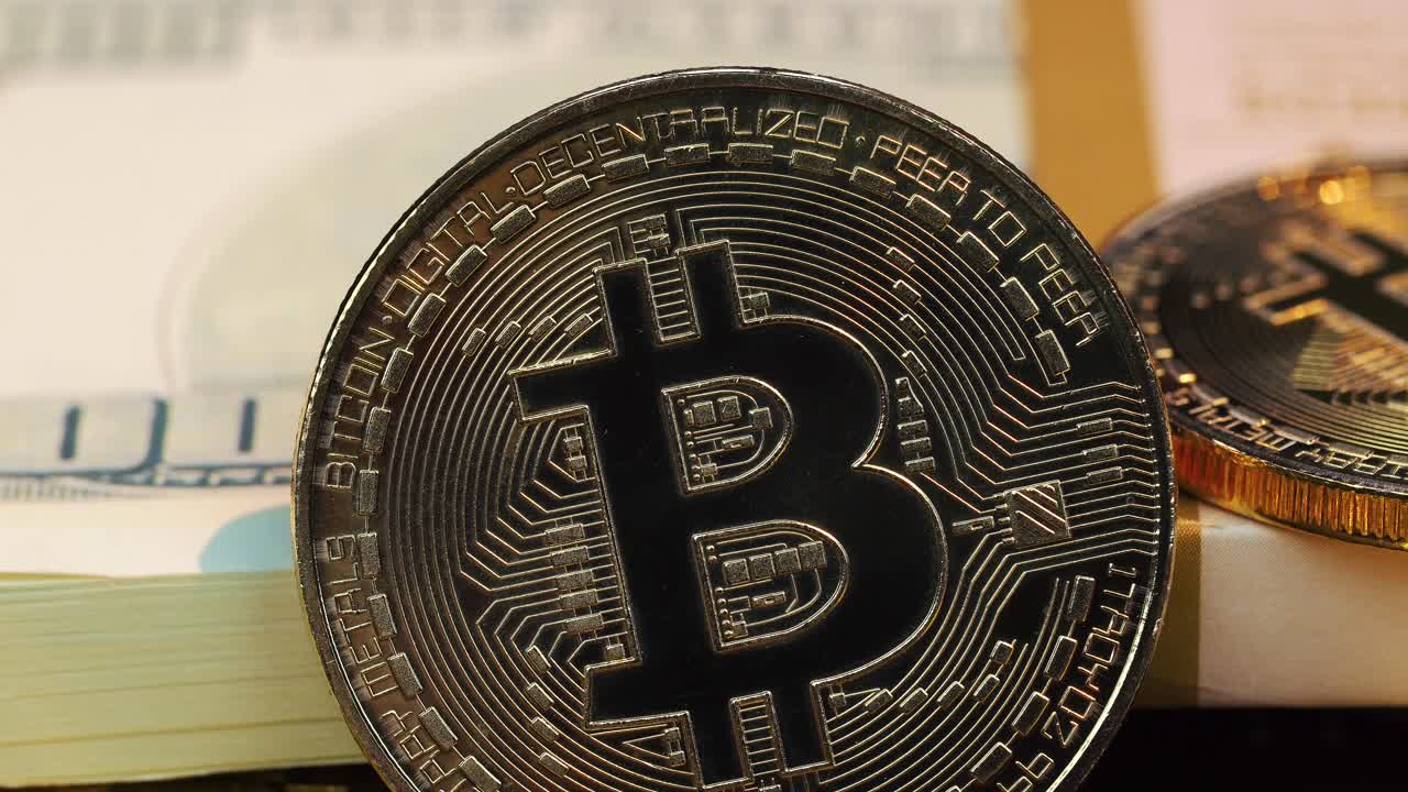 Close-up of Bitcoin cryptocurrency