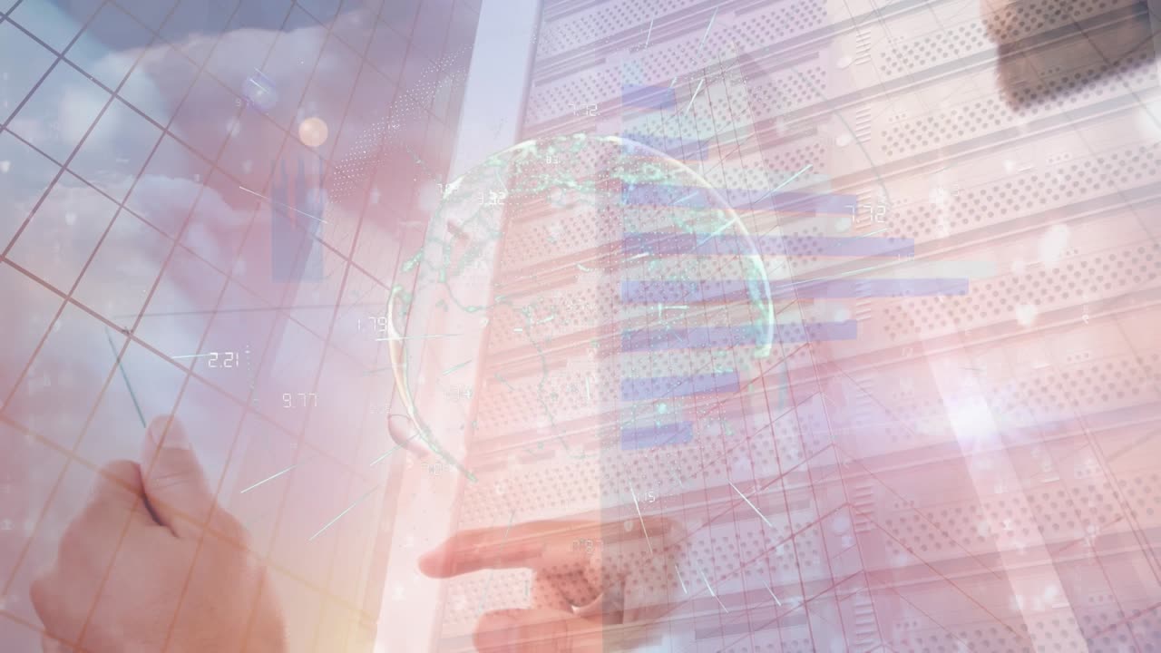 Financial and statistic data processing over paint bed and medical professionals concepts
