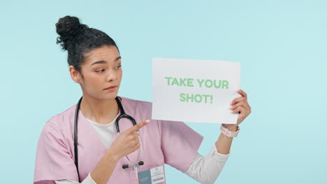 Nurse,-face-and-vaccination-sign-of-a-woman