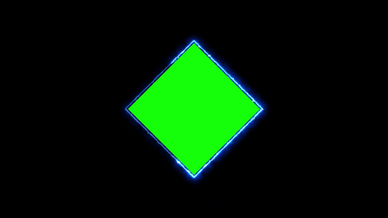 초록색 직사각형 모양을 둘러싸고 반이는 네온 조명 - 초록색 화면으로 반이는 니온 조명 애니메이션.