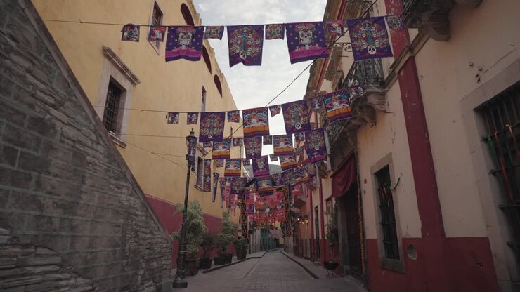 Street view with festive decorations