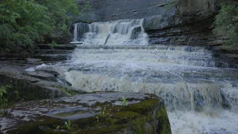 waterfalls cascading over rocky terrain at rockway falls in ontario, canada