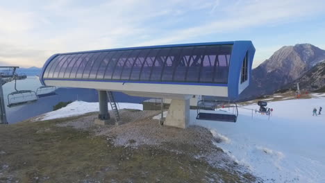 panoramic aerial ski lift and ski area view