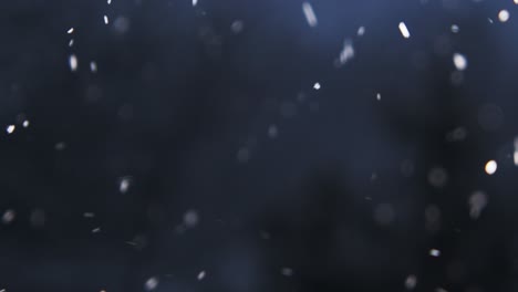 nieve cayendo lentamente por la noche, desplazándose lentamente de izquierda a derecha