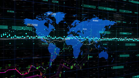 animation of data processing over world map